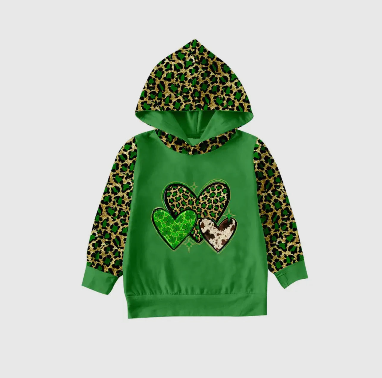 Green Leopard Heart Hoodie