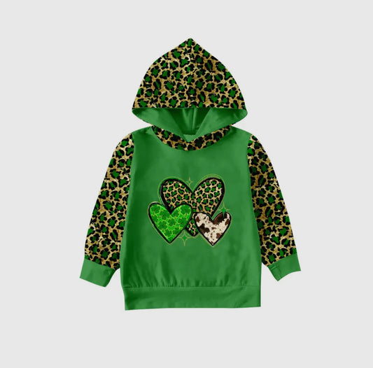 Green Leopard Heart Hoodie