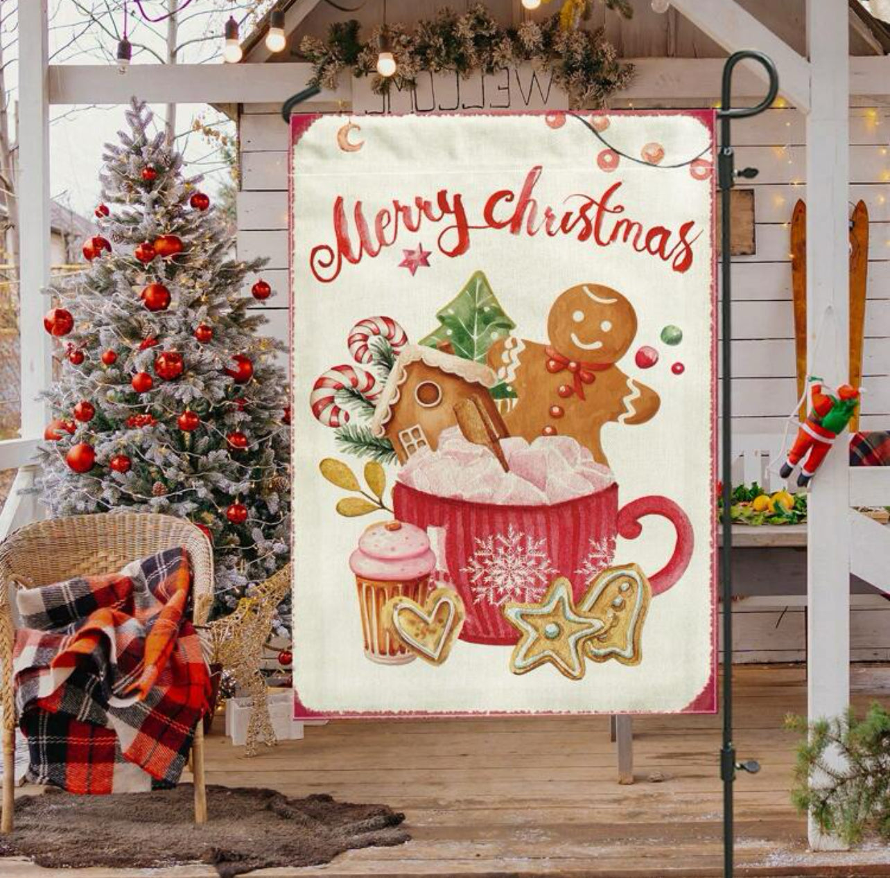 Gingerbread Merry Christmas Garden Flag