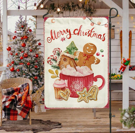 Gingerbread Merry Christmas Garden Flag