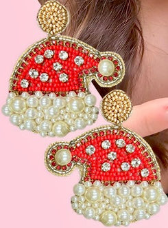 Santa Hat Beaded Earrings