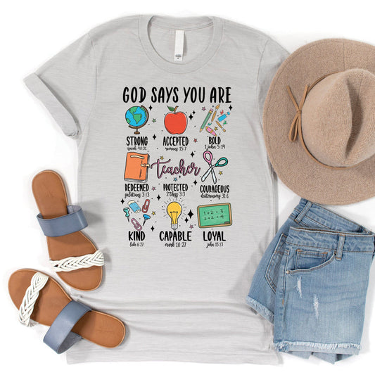 Silver God Says Teacher Tee Shirt