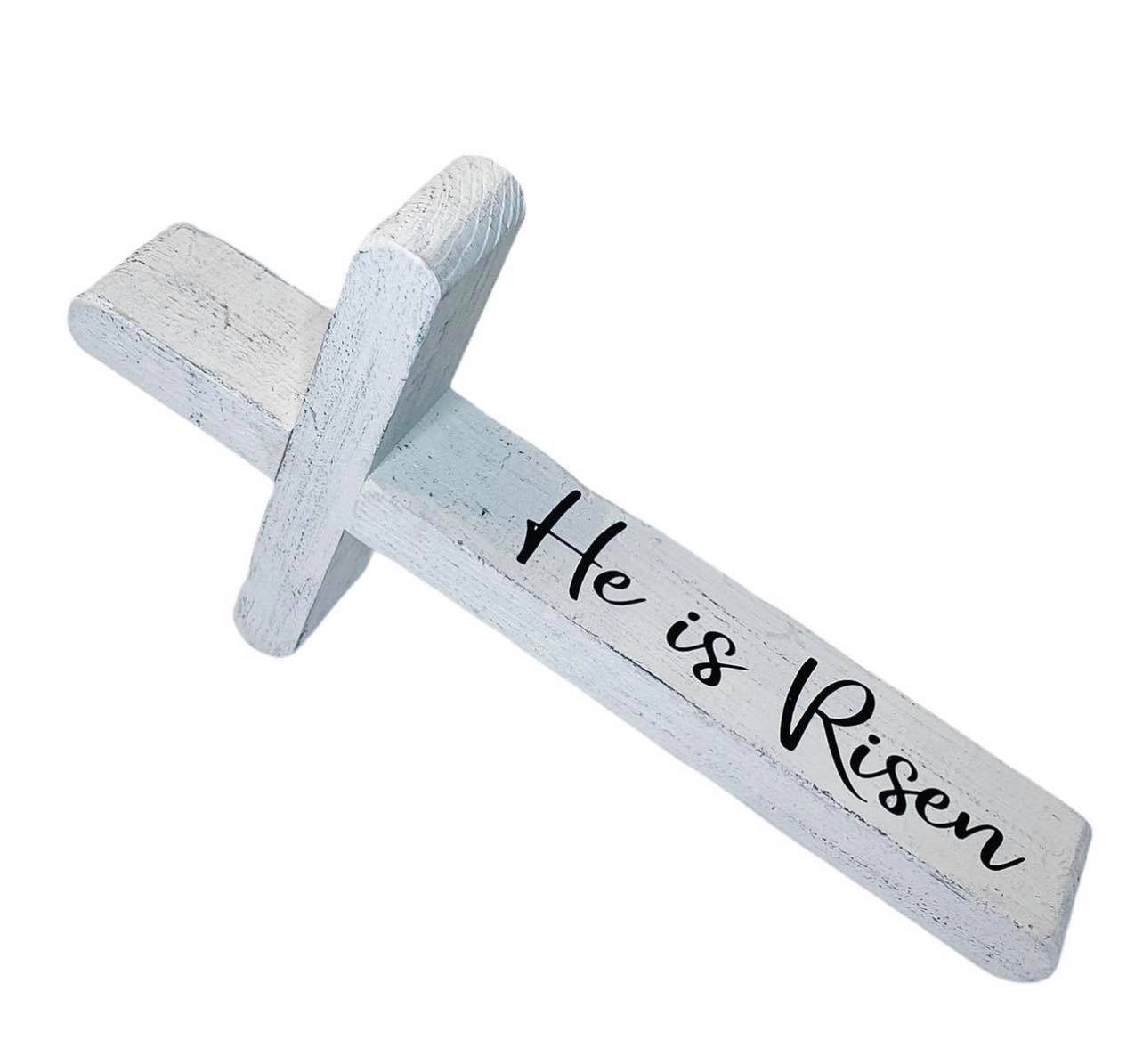 Wooden He Is Risen Cross