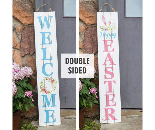 Double Sided Porch Sign - Welcome/Happy Easter