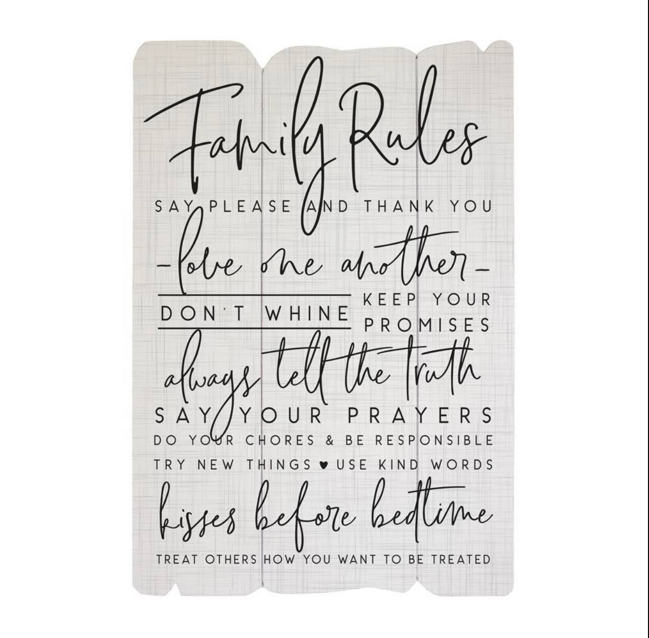 Family Rules Wooden Sign