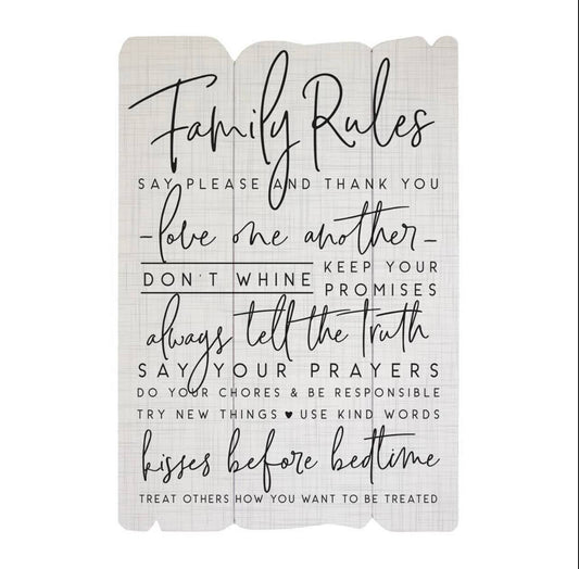 Family Rules Wooden Sign