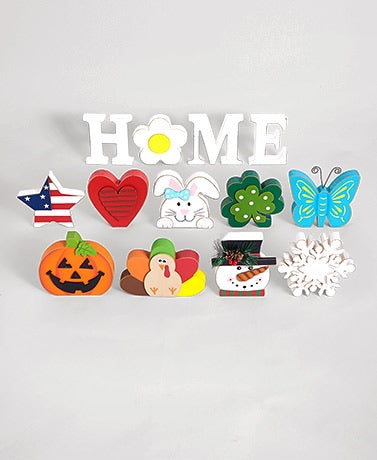 Holiday Wooden Decor Pieces, Variety