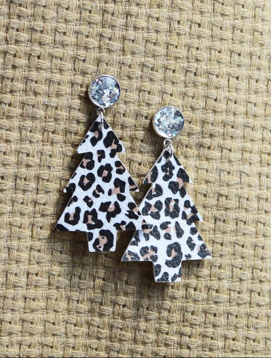 Leopard Christmas Tree Earrings