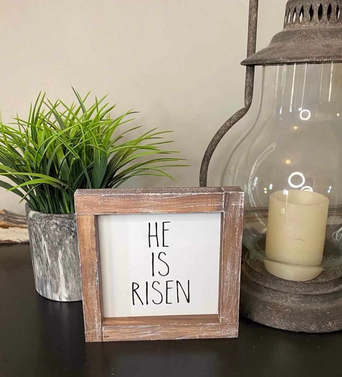 Wooden He Is Risen Framed Block