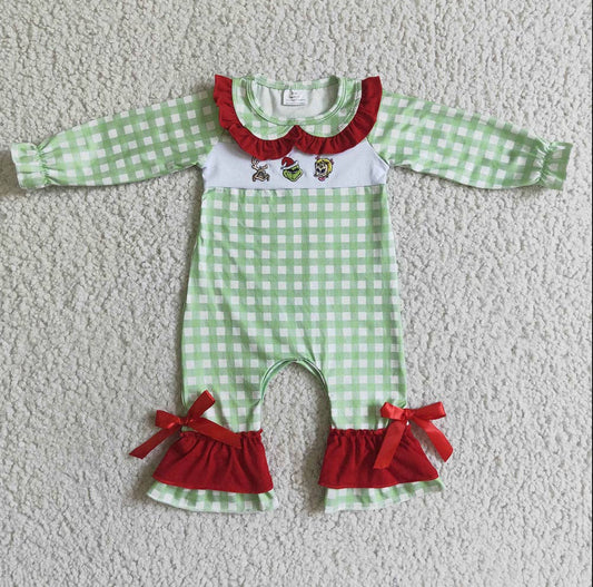 Checkered Grinch Romper