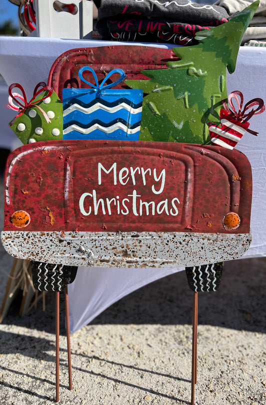 Christmas Red Truck Yardstake