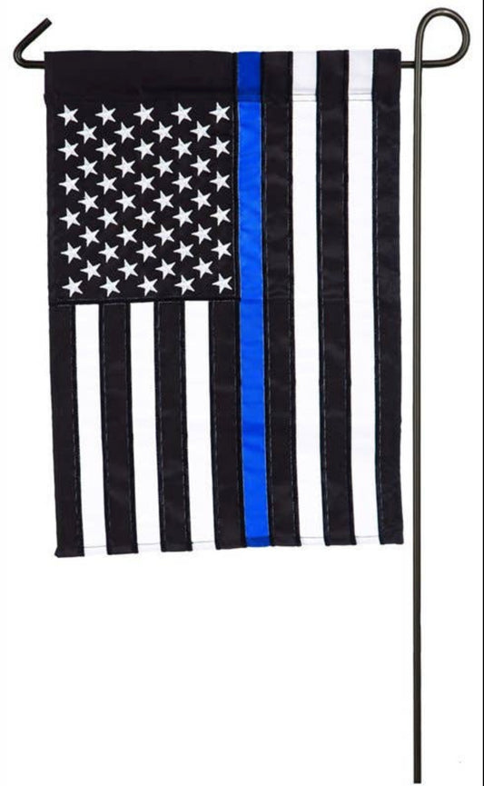 Thin Blue Line Appliqué Garden Flag