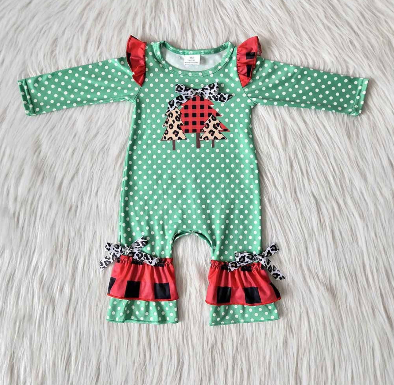 Christmas Trees & Dots Romper