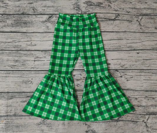 Green Plaid Flare Pants