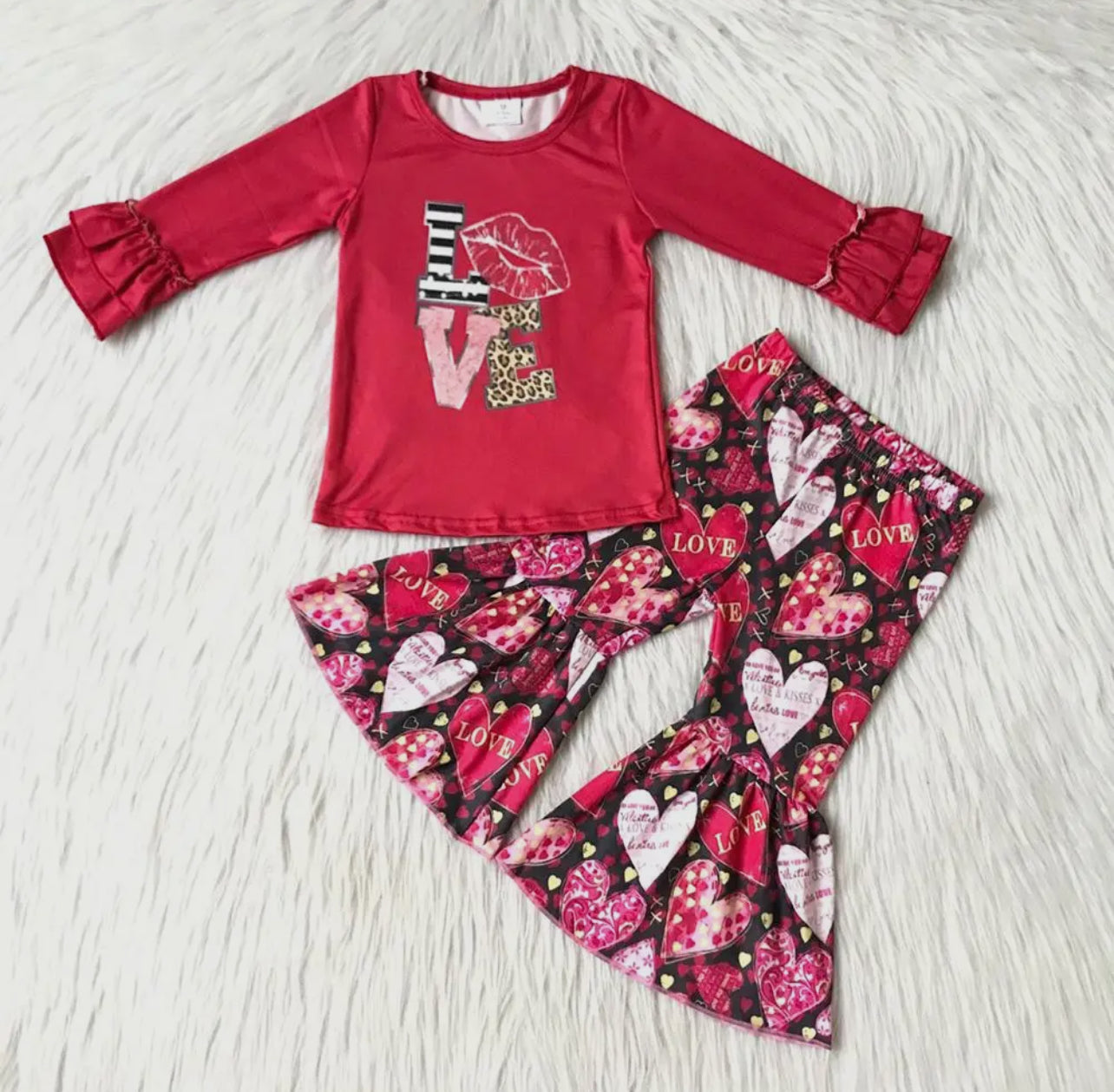 Red Love Hearts Pant Set