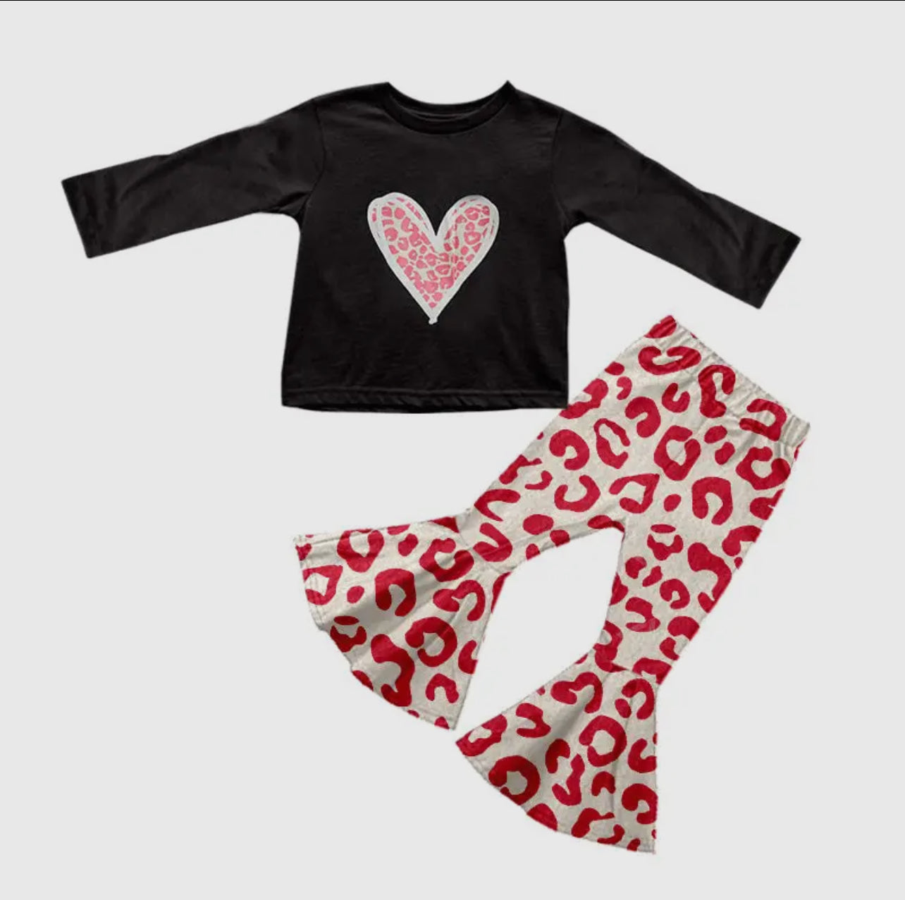 Leopard Red Heart Pant Set