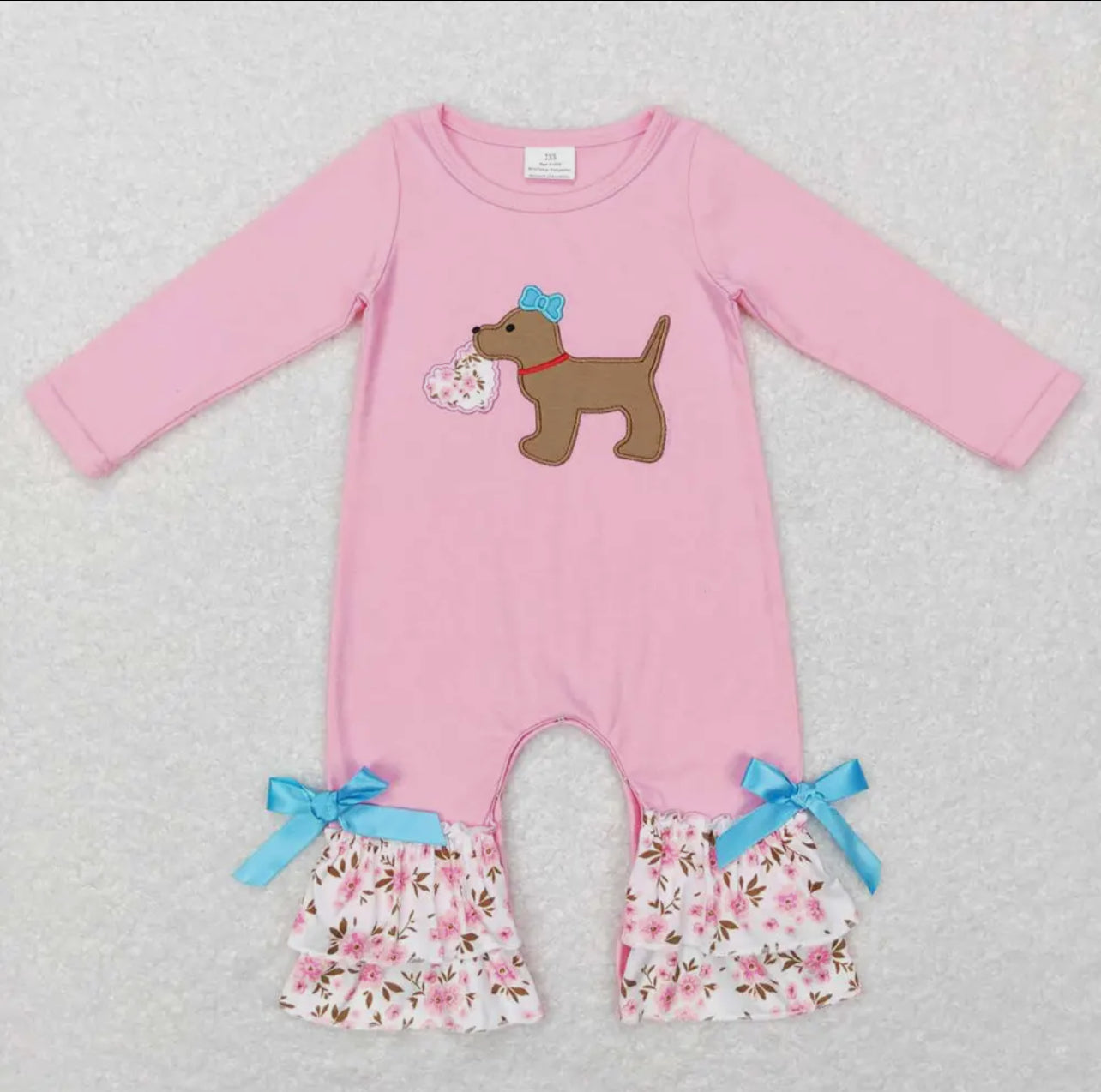 Pink Dog with Heart Romper