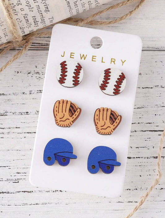 Baseball Triple Earring Set