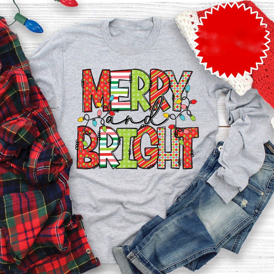 Merry & Bright Gray Long Sleeve