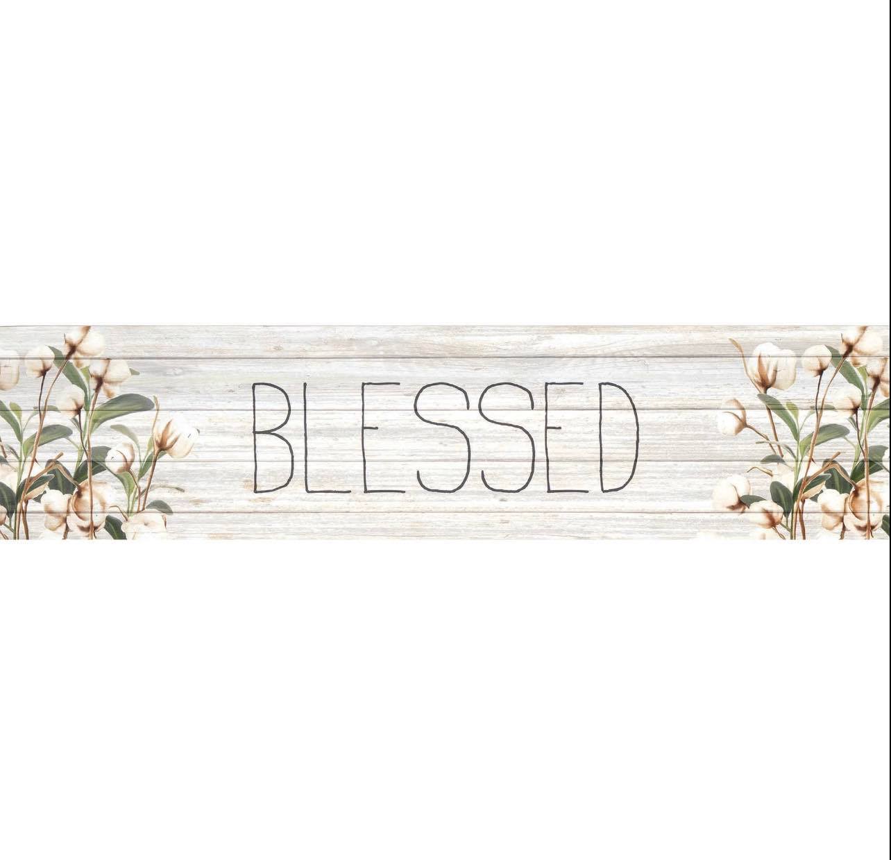 Wooden Floral Blessed Sign