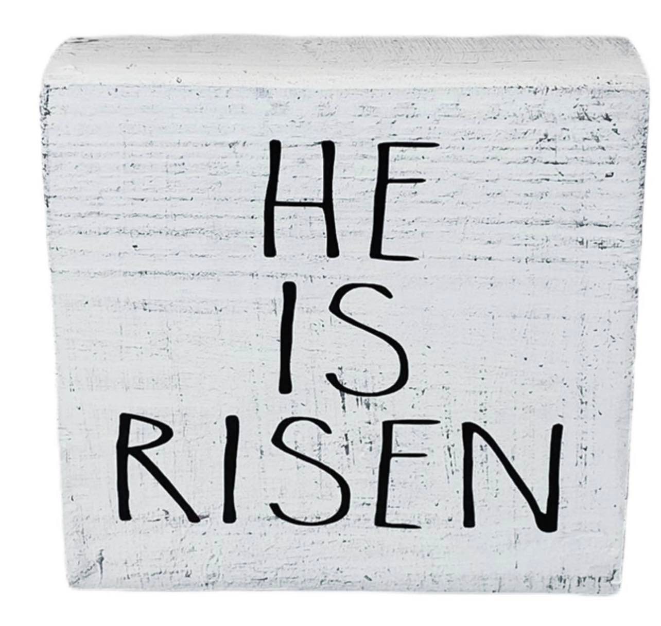 Wooden He Is Risen Block