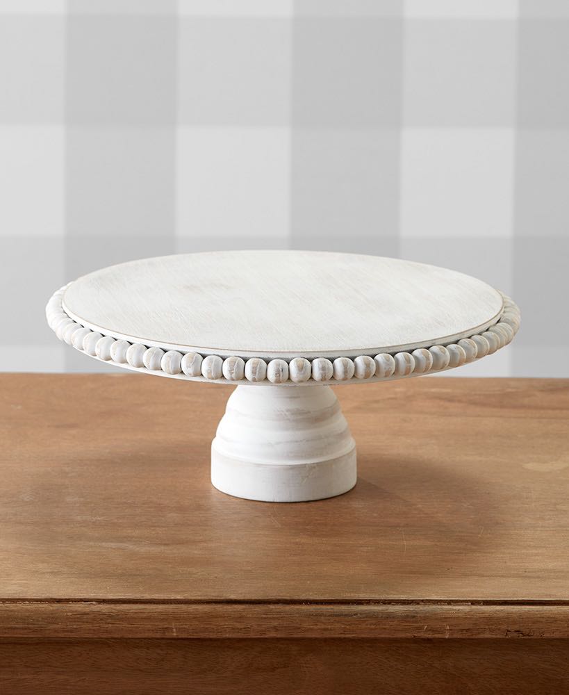 Wooden Beaded Tabletop Stand, White