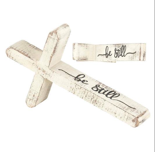 Wooden Be Still Cross