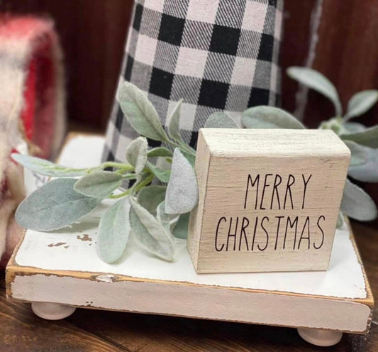 Wooden Merry Christmas Block