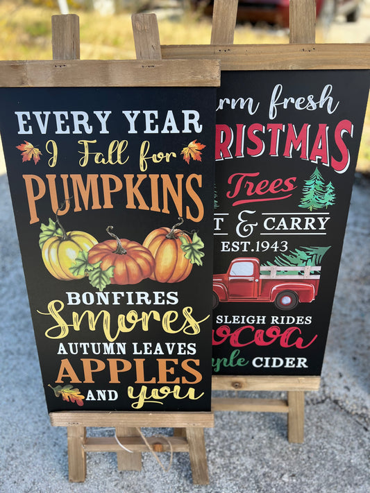 Double sided Fall & Christmas Easel