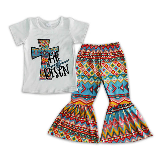 He is Risen Aztec Ruffle Pant Set