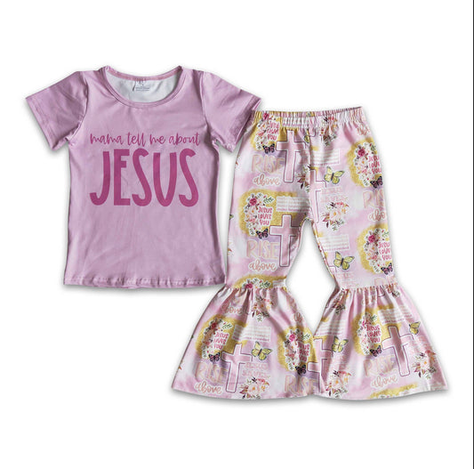 Mama Tell Me About Jesus Ruffle Pant Set